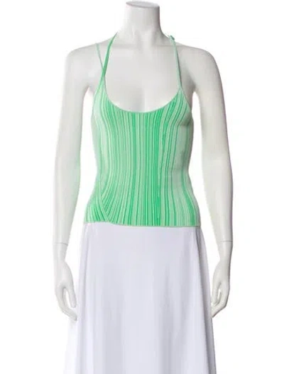 Pre-owned Paris Georgia Striped Scoop Neck Top In Blue