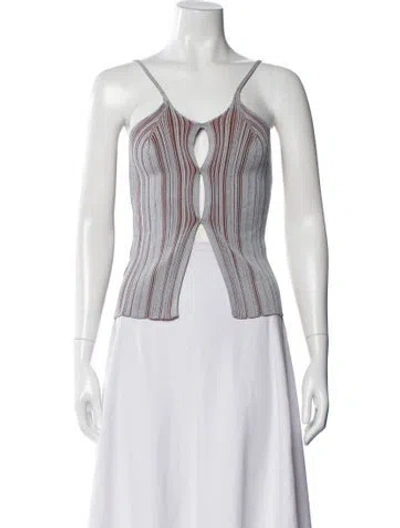 Pre-owned Paris Georgia Striped V-neck Top In Blue