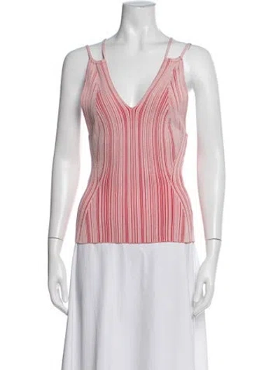 Pre-owned Paris Georgia Striped V-neck Top In Pink