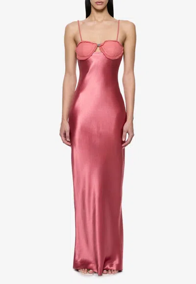 Paris Georgia Suki Satin Maxi Dress And Cape In Pink