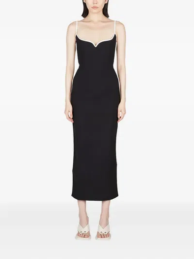 Paris Georgia Sweetheart-neck Midi Dress In Black