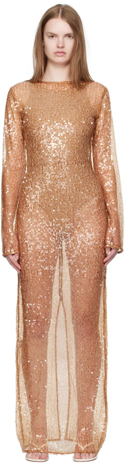Paris Georgia Tan Thom Maxi Dress In Brown