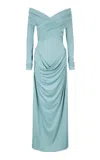 Paris Georgia Taylor Off-the-shoulder Dress In Blue
