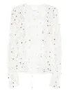 Paris Georgia Vera Crochet Knit Sequined Top In White