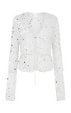 Paris Georgia Vera Sequined-crochet Cardigan In Off-white