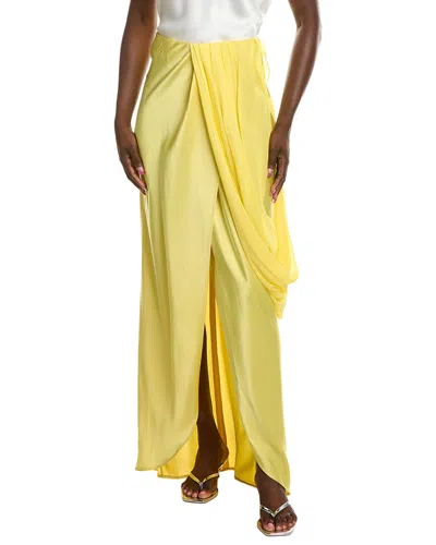 Paris Georgia Viola Silk-trim Skirt In Yellow
