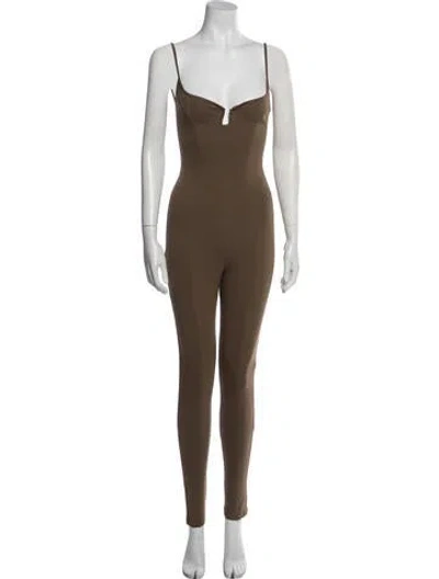 Pre-owned Paris Georgia V-neck Jumpsuit In Neutral