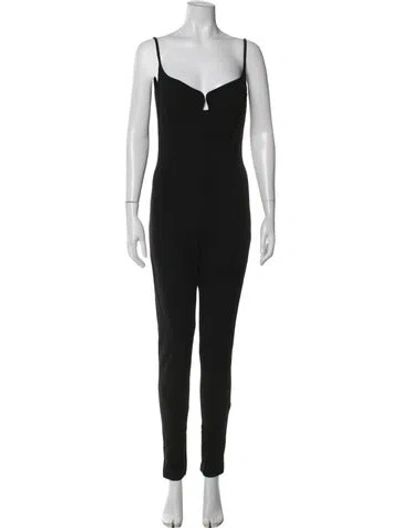 Pre-owned Paris Georgia V-neck Jumpsuit W/ Tags In Black