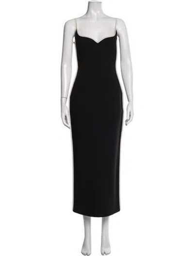 Pre-owned Paris Georgia V-neck Long Dress In Black