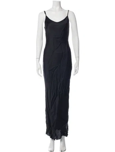 Pre-owned Paris Georgia V-neck Long Dress In Black