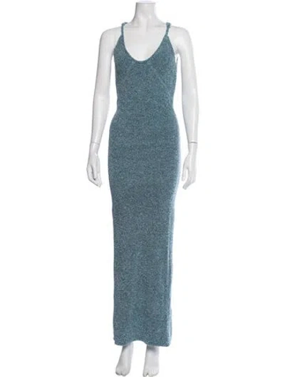 Pre-owned Paris Georgia V-neck Long Dress In Blue