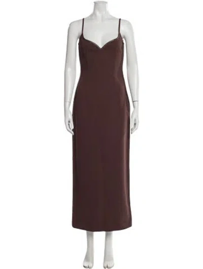 Pre-owned Paris Georgia V-neck Long Dress W/ Tags In Brown