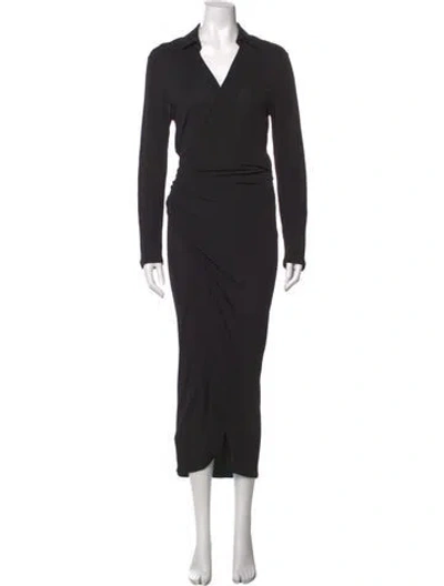 Pre-owned Paris Georgia V-neck Midi Length Dress In Black