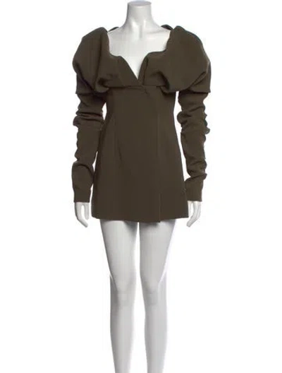 Pre-owned Paris Georgia V-neck Mini Dress In Green