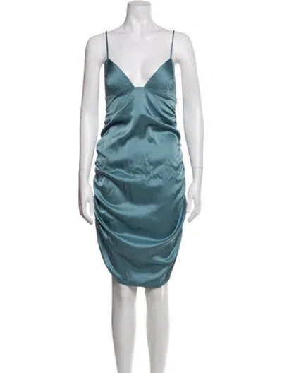 Pre-owned Paris Georgia V-neck Mini Dress W/ Tags In Blue