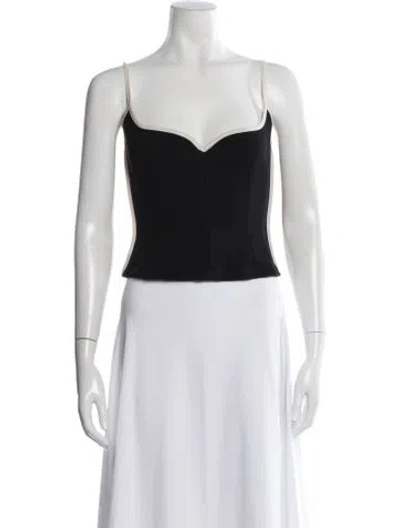 Pre-owned Paris Georgia V-neck Sleeveless Crop Top In Black