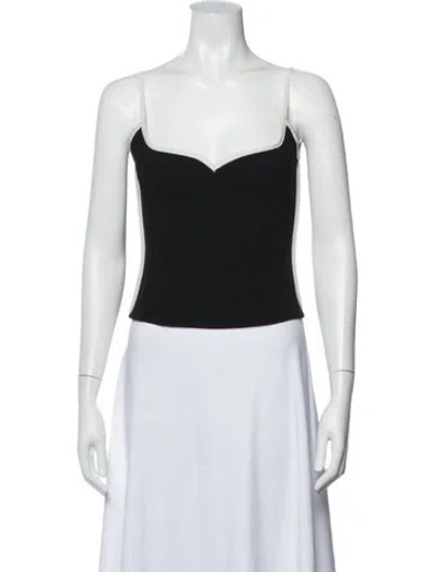 Pre-owned Paris Georgia V-neck Sleeveless Crop Top In Black
