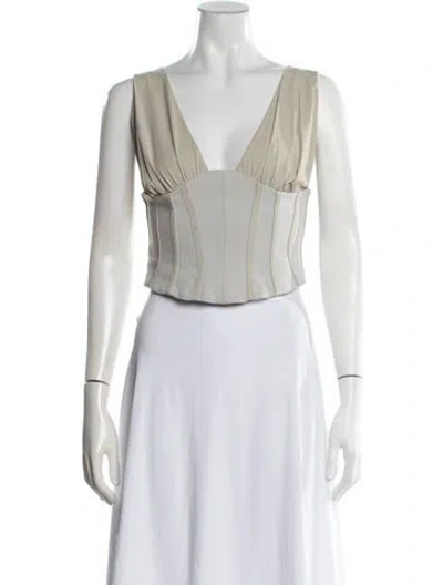 Pre-owned Paris Georgia V-neck Sleeveless Crop Top In Neutral
