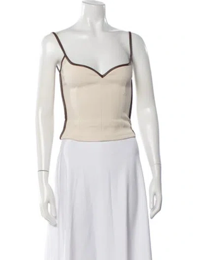 Pre-owned Paris Georgia V-neck Sleeveless Crop Top In Neutrals