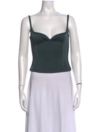 Pre-owned Paris Georgia V-neck Sleeveless Crop Top W/ Tags In Green