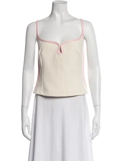 Pre-owned Paris Georgia V-neck Sleeveless Crop Top In Yellow
