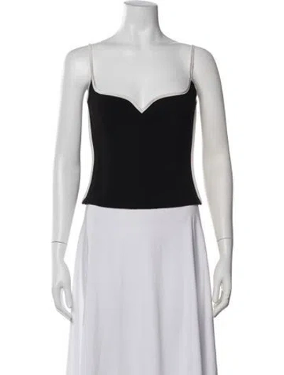 Pre-owned Paris Georgia V-neck Sleeveless Top In Black