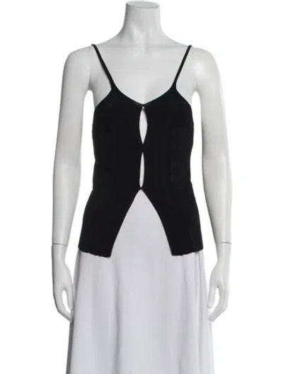 Pre-owned Paris Georgia V-neck Sleeveless Top In Black