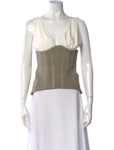 Pre-owned Paris Georgia V-neck Sleeveless Top In Neutral