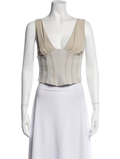 Pre-owned Paris Georgia V-neck Sleeveless Top In Neutrals