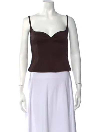 Pre-owned Paris Georgia V-neck Sleeveless Top W/ Tags In Brown