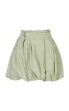 Paris Georgia Volume Belted Cotton Skirt In Green