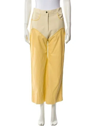 Pre-owned Paris Georgia Wide Leg Pants In Yellow