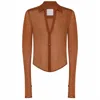 Paris Georgia Women's Sheer Silk Shirt In Toffee In Multi