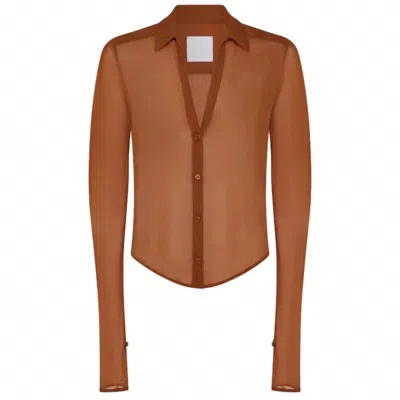Paris Georgia Women's Sheer Silk Shirt In Toffee In Multi