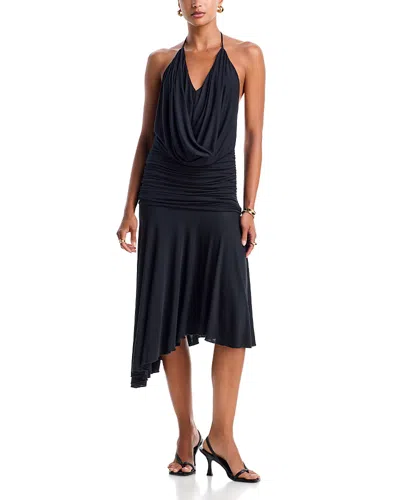Paris Georgia Woodren Ruched Halter Dress In Black