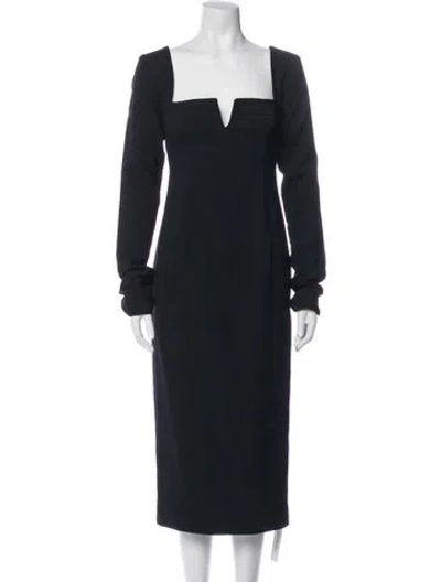 Pre-owned Paris Georgia Wool Midi Length Dress In Black