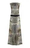 Paris Georgia Zebra Printed Georgette Maxi Dress In Grey