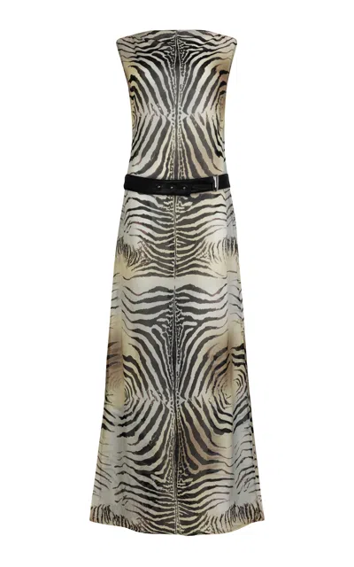 Paris Georgia Zebra Printed Georgette Maxi Dress In Grey