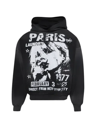 Paris Laundry Graphic Oversized Hoodie In Black