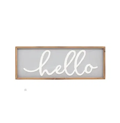 Paris Loft Hello Wood Framed Wall Hanging Sign In Grey In Gray