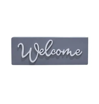 Paris Loft Small 3d Welcome Word Wood Block Sign In Grey