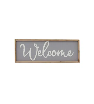 Paris Loft Welcome Wood Framed Wall Hanging Sign In Grey In Gray