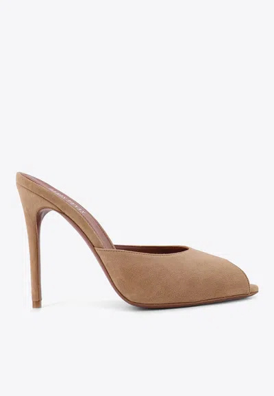 Paris Texas 100 Suede Stiletto Mules In Brown