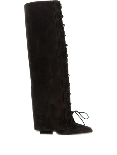 PARIS TEXAS 100M JANE FOLD OVER LACE-UP BOOTS