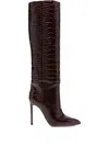 Paris Texas 100mm Crocodile-embossed Stiletto Boots In Red