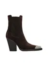 Paris Texas 100mm Dallas Metallic-toe Suede Boots In Brown