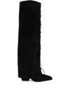 Paris Texas 100mm Lace-up Pointed Over-the-knee Boots In Black
