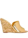 Paris Texas 100mm Leather Open-toe Mules In Gold