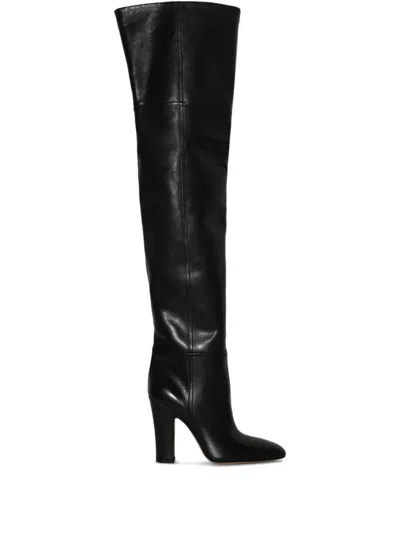 Paris Texas 100mm Leather Thigh-high Boots In Black