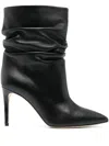 Paris Texas 100mm Ruched Leather Boots In Black